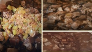 Stages of cooking menudo.